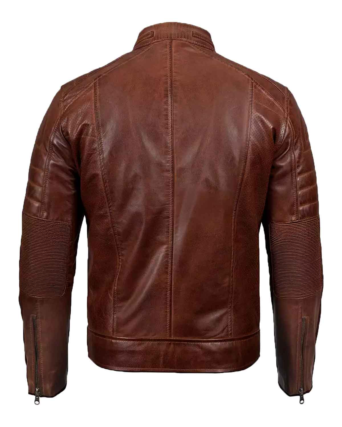 Men’s Cognac Brown Biker Leather Jacket