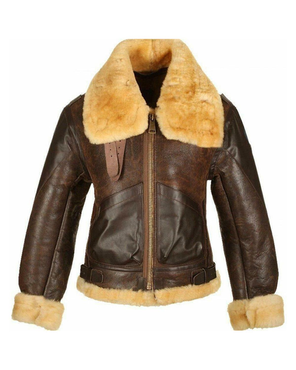 MotorCycleJackets Jackets Men's Choco Aviator Real Sheepskin Leather Jacket