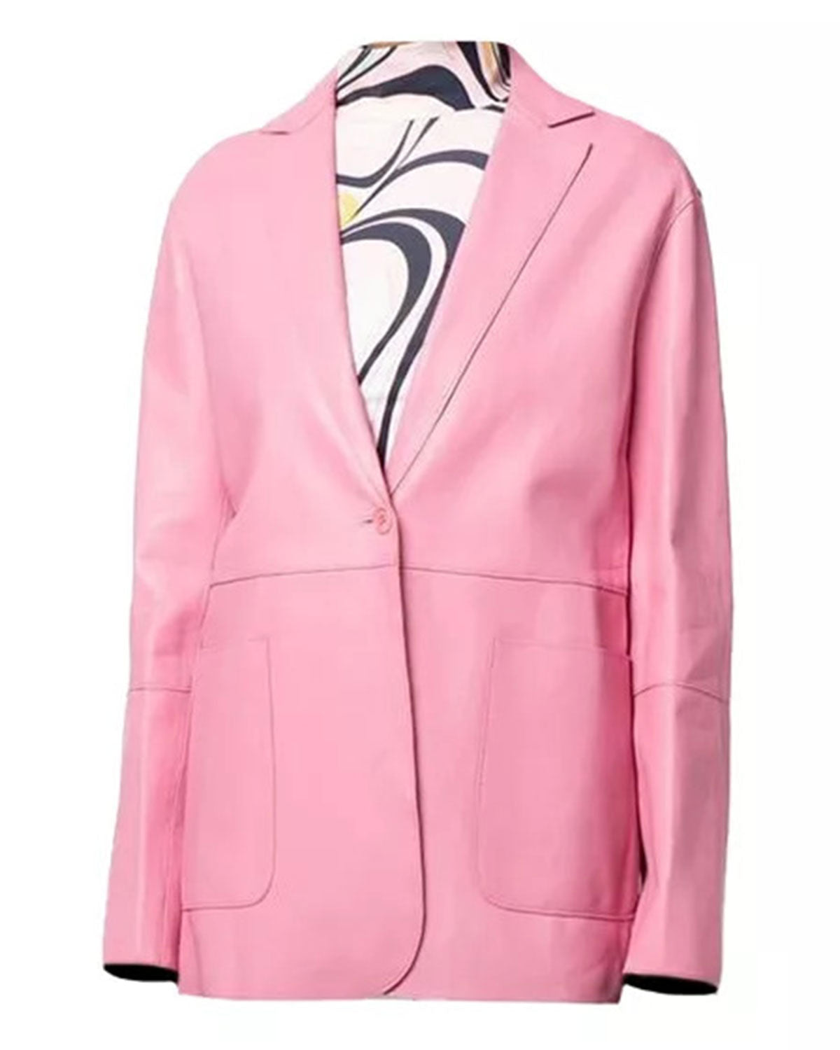 MotorCycleJackets Pink Leather Blazer Womens