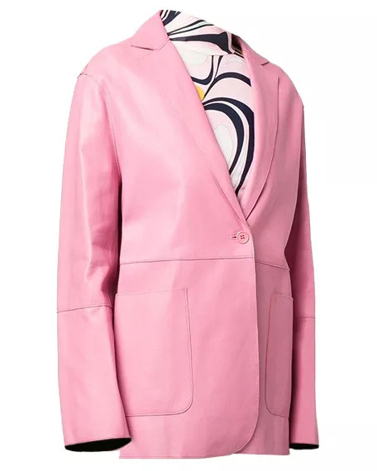 MotorCycleJackets Pink Leather Blazer Womens