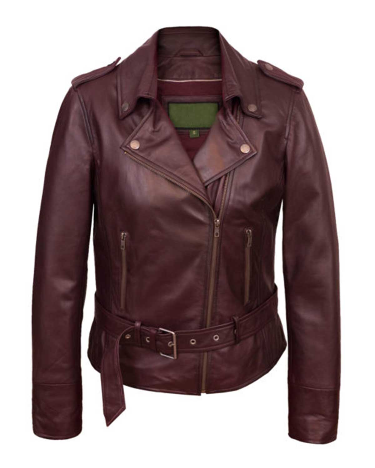 Women’s Biker Burgundy Leather Jacket