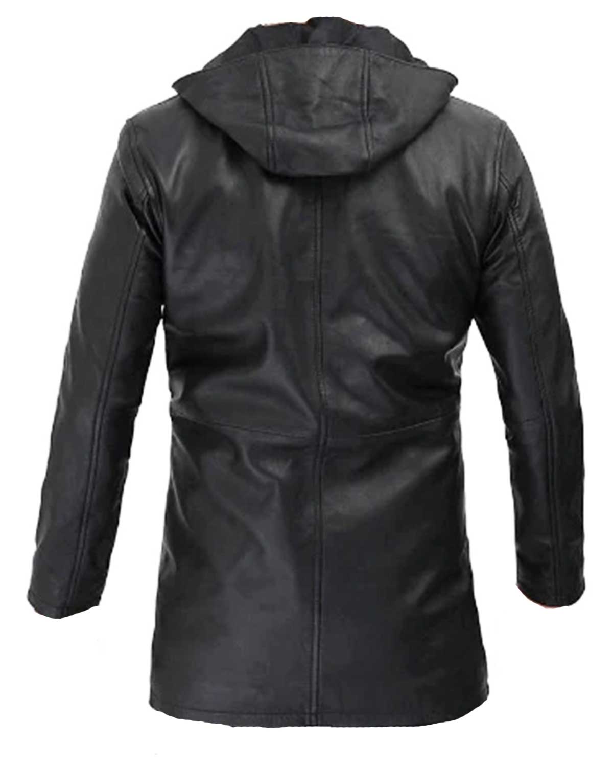 MotorCycleJackets Devine Men's Black Leather Jacket with Hood