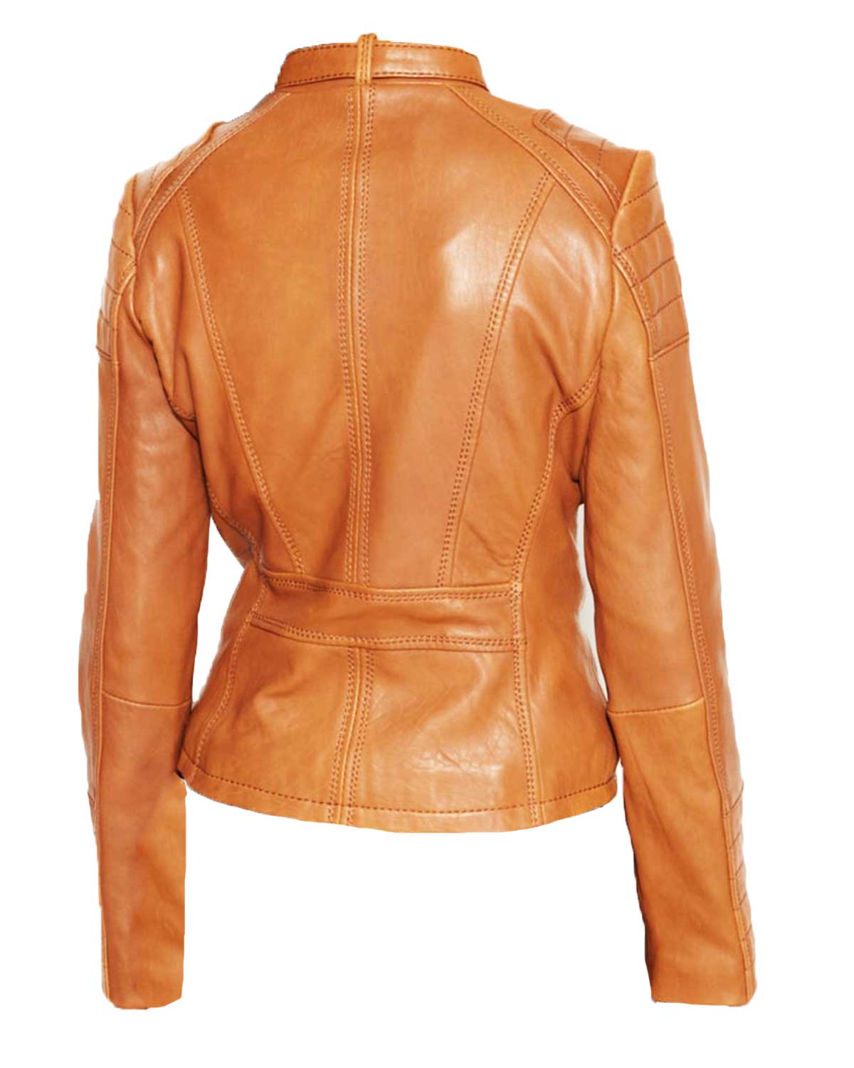 Women’s Buckle Collar Biker Quilted Leather Jacket