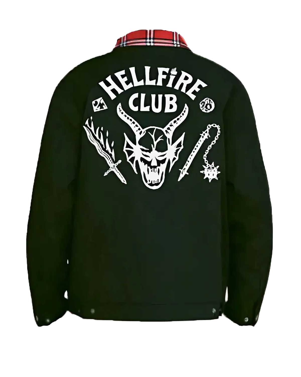 MotorCycleJackets Stranger Things Plaid Collar Hellfire Club Jacket