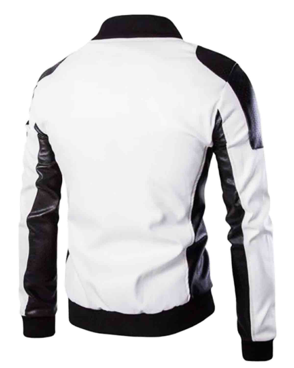 White Stylish Slim Fit Biker Men's Leather Jacket