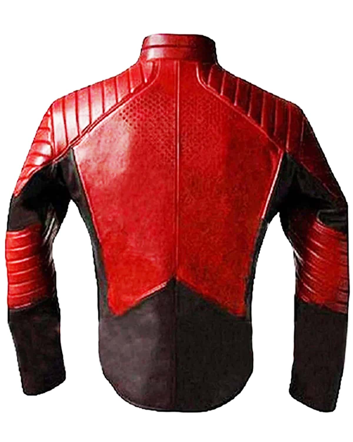 Men's Superhero S Logo Costume Motorcycle Red and Black Biker Leather Jacket