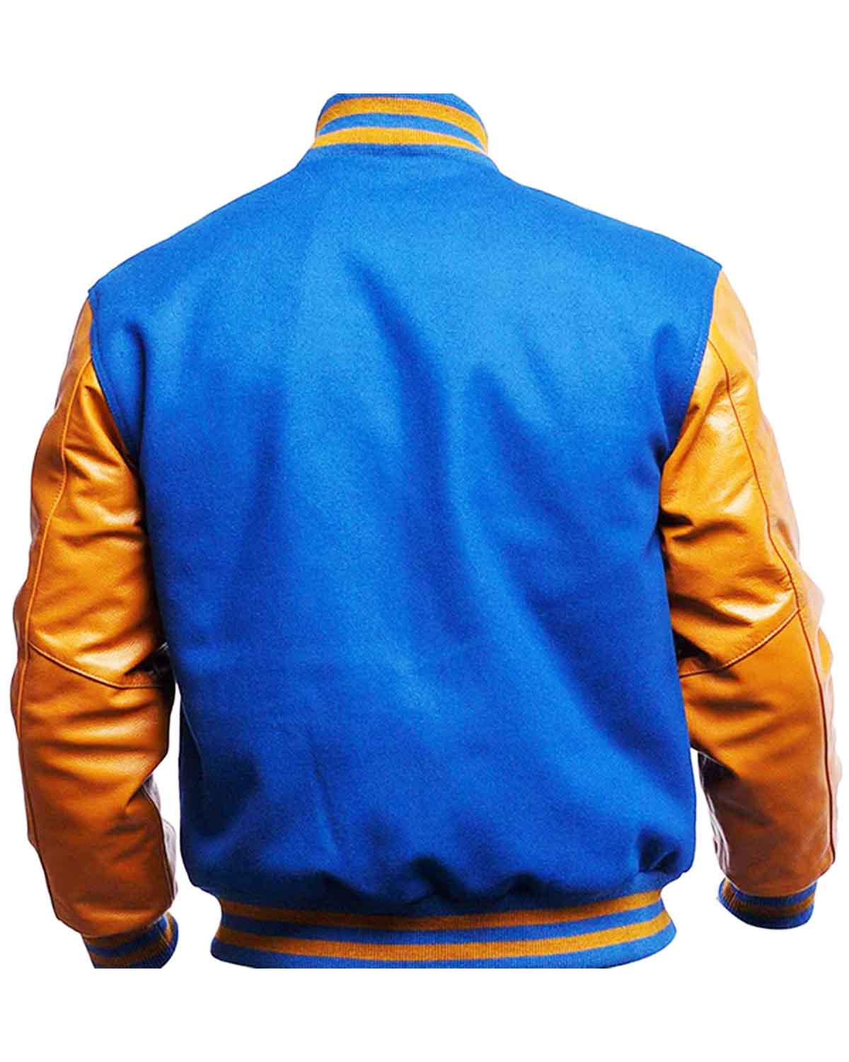 MotorCycleJackets Men's Blue and Yellow Varsity Letterman Jacket