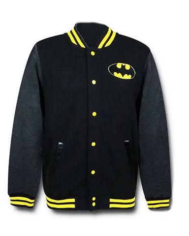 MotorCycleJackets Classic Logo Batman Varsity Black Jacket