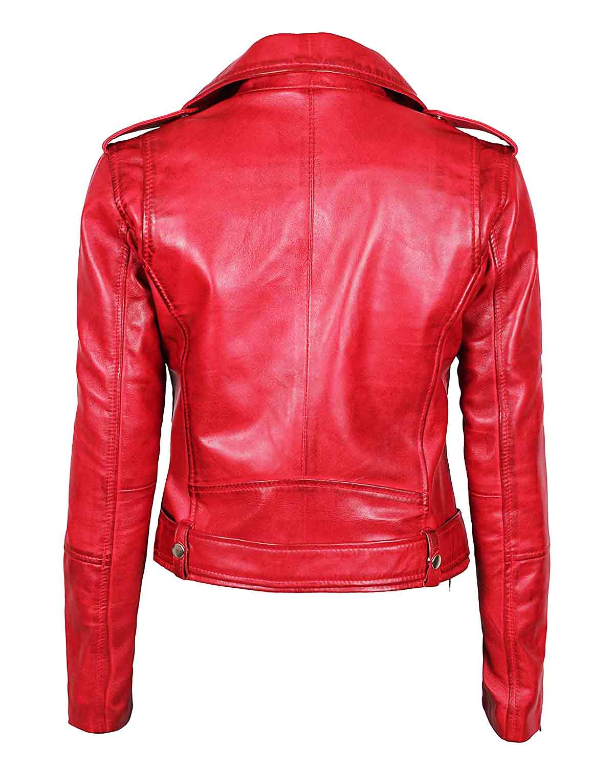 Negan Biker Women's Red Leather Jacket