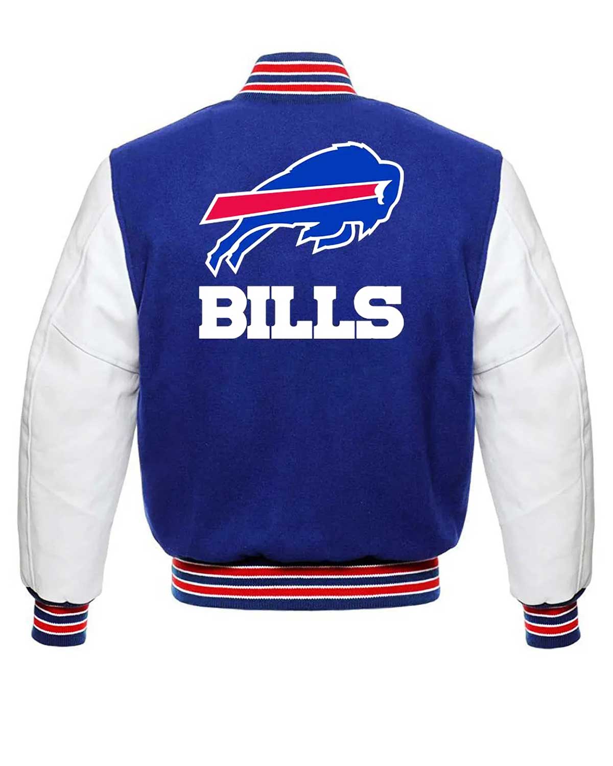 MotorCycleJackets Blue and White Buffalo Bills Letterman Jacket