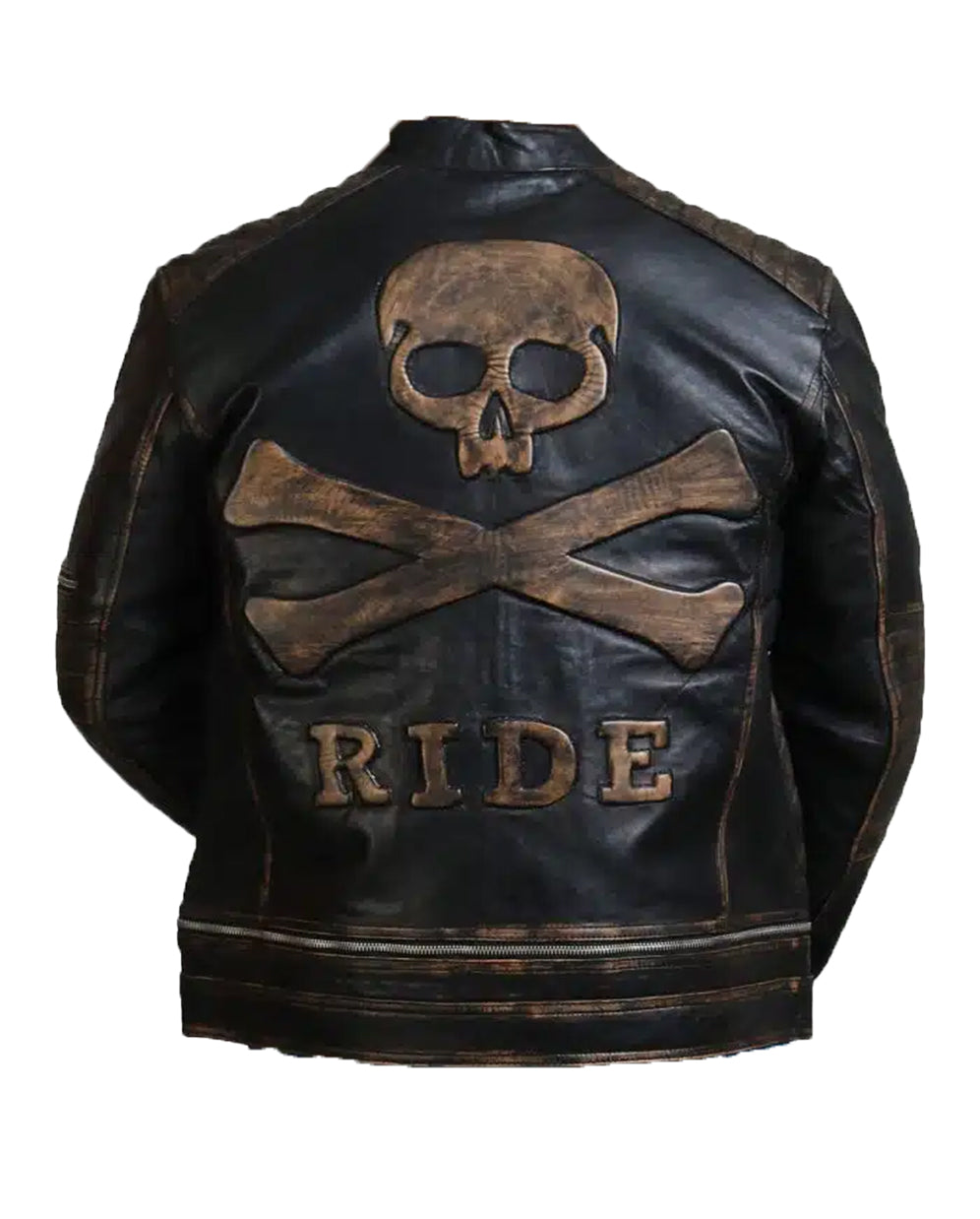 Bones and Skull Black Zipper Biker Jacket