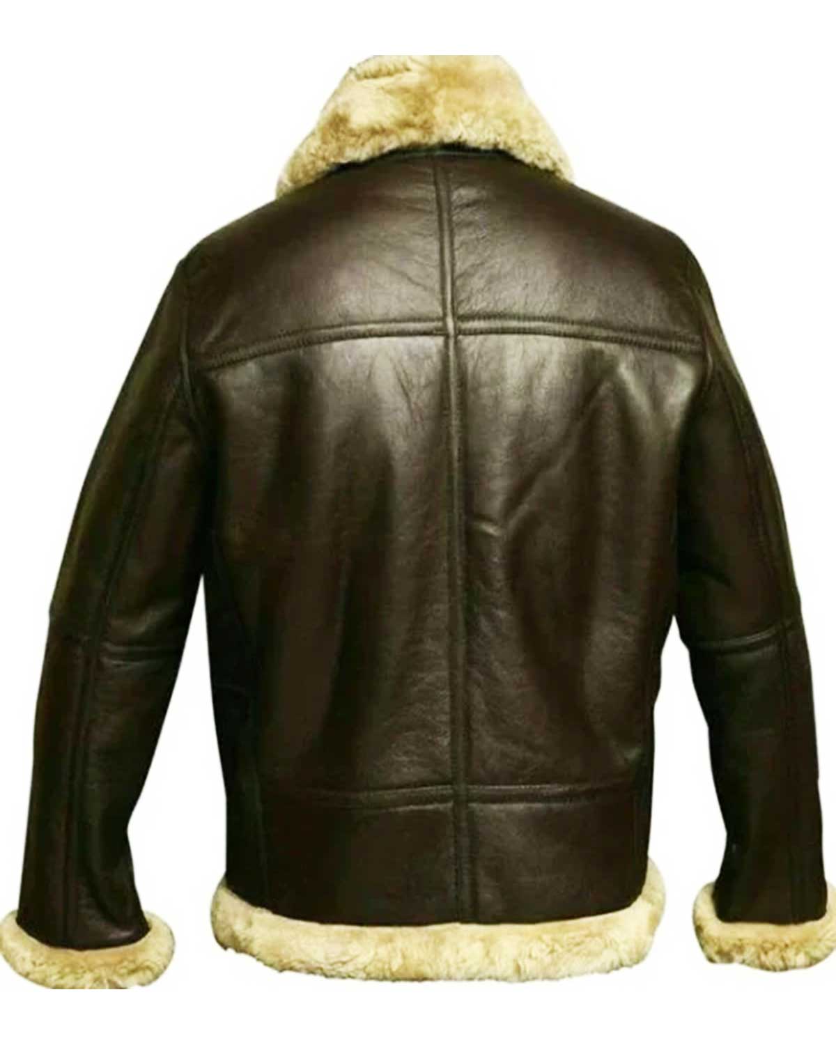 MotorCycleJackets RAF Aviator Pilot Style B3 Bomber Leather Jacket With Faux Fur