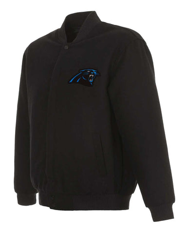 MotorCycleJackets Carolina Panthers Bomber Black Wool Jacket
