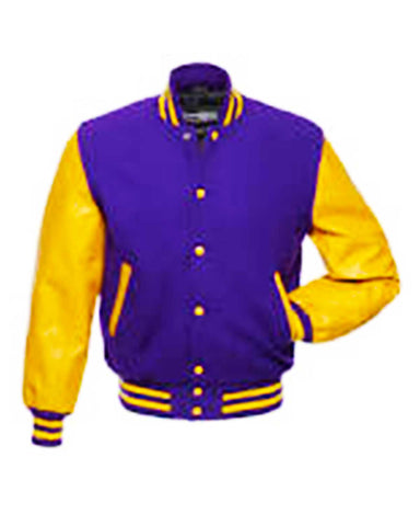 MotorCycleJackets Classic Varsity Purple and Yellow Jacket