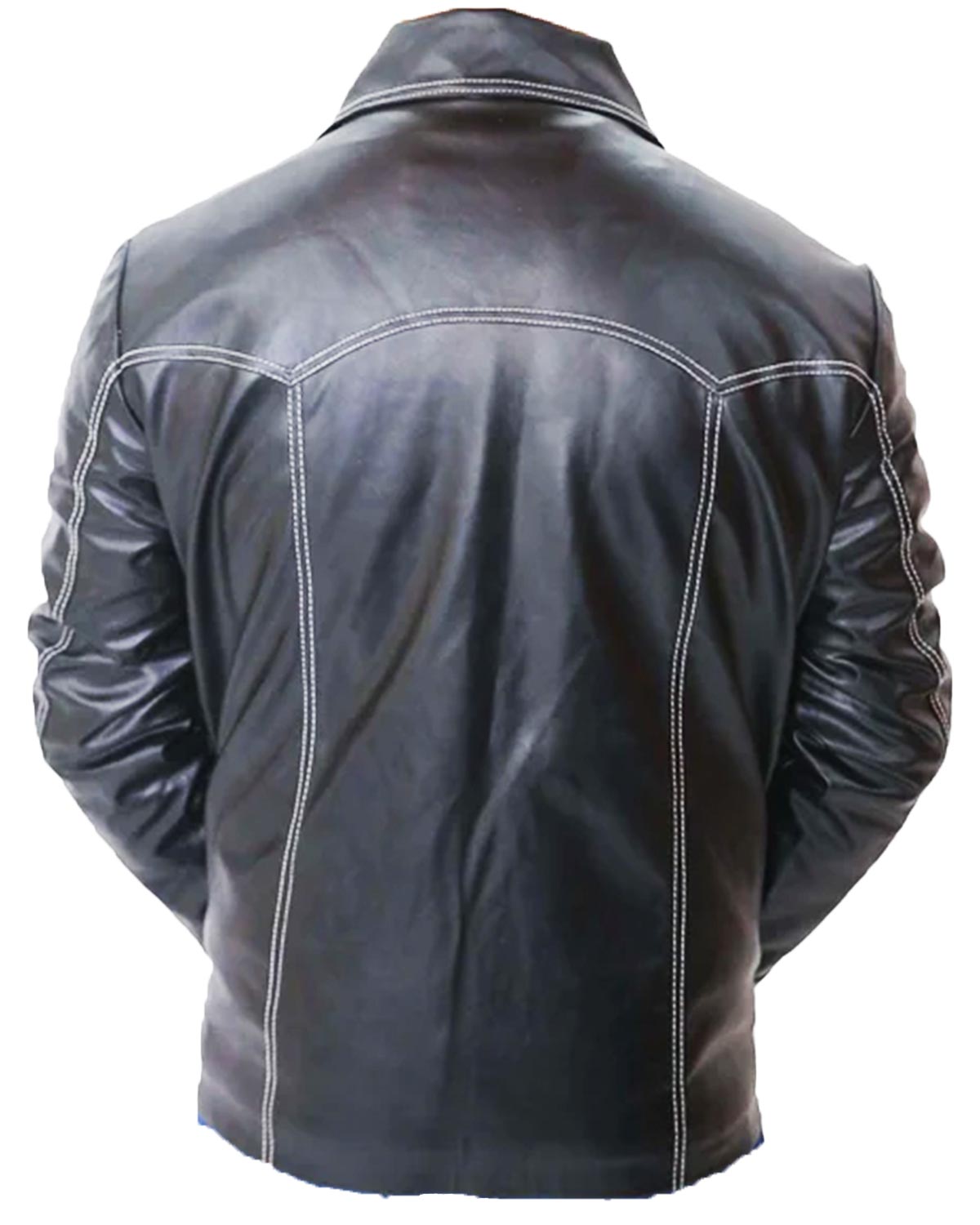 MotorCycleJackets Brad Pitt Fight Club Black Leather Jacket