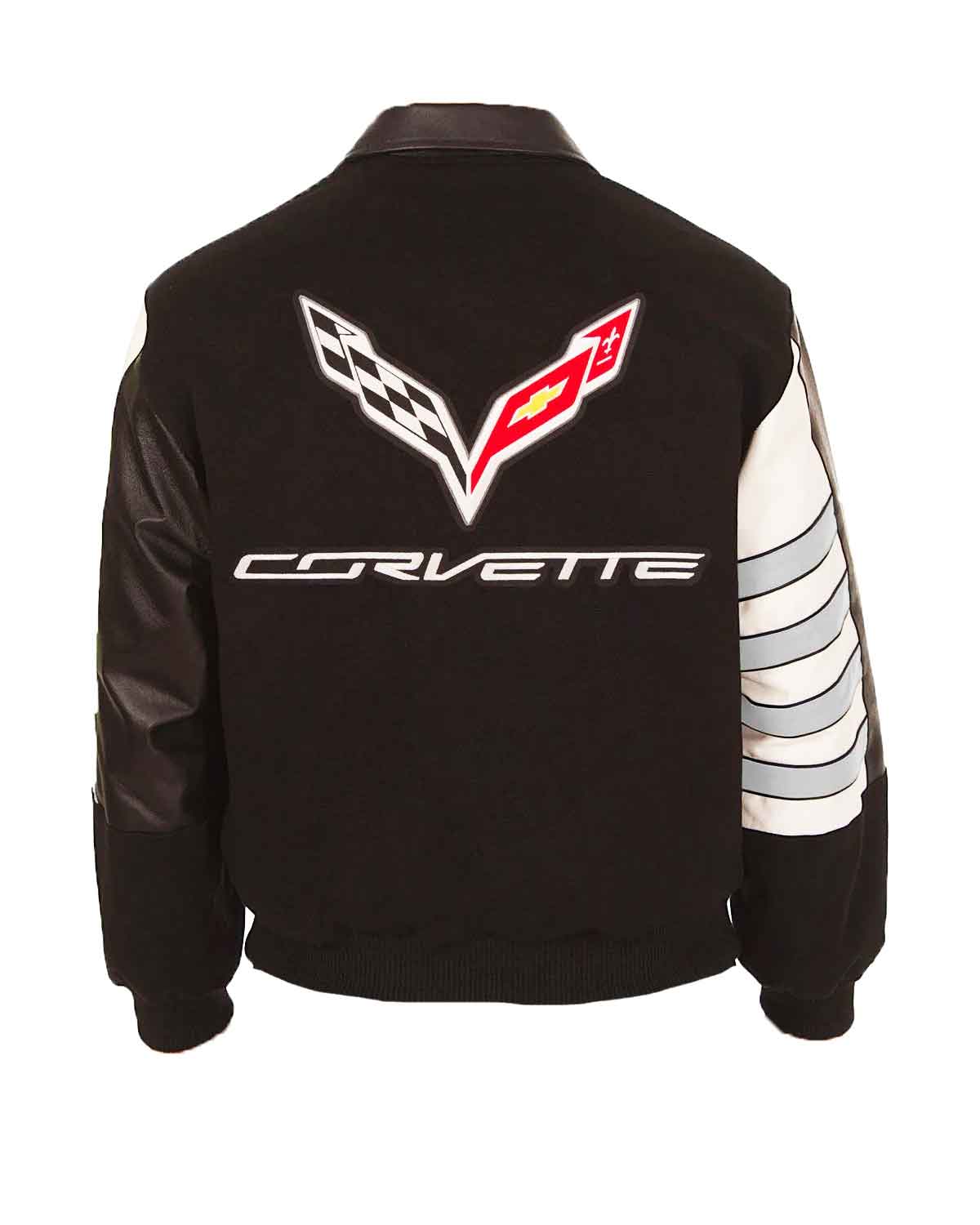 MotorCycleJackets Embroidered Corvette Black Varsity Wool & Leather Jacket