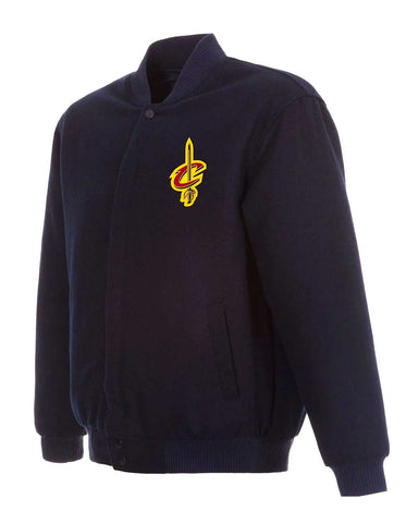 MotorCycleJackets Cleveland Cavaliers Bomber Navy Blue Wool Jacket