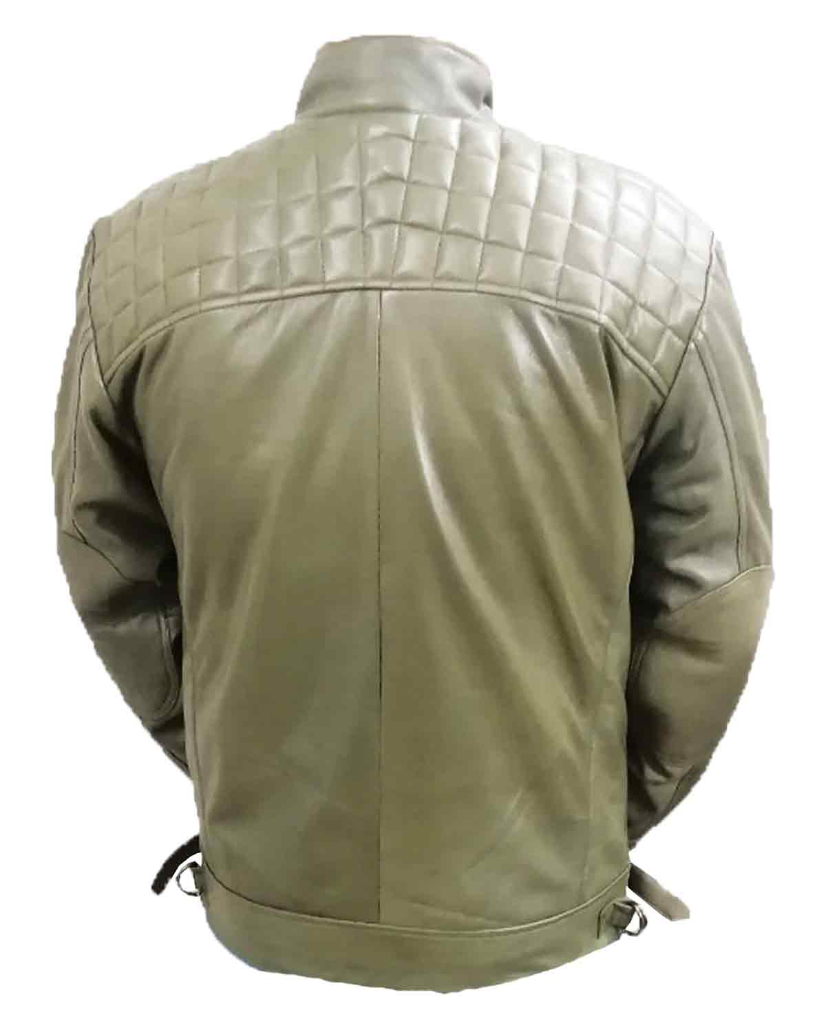 MotorCycleJackets Green Quilted Men's Genuine Leather