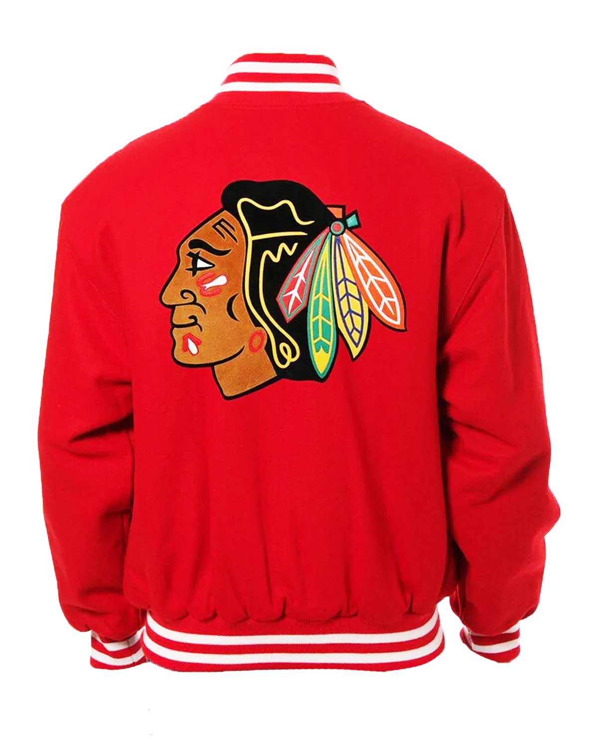 MotorCycleJackets Chicago Blackhawks Bomber Red Wool Jacket