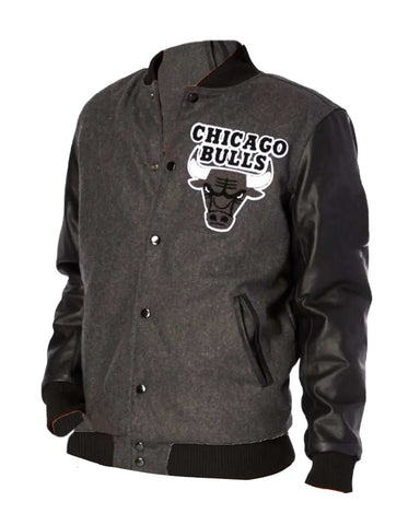 MotorCycleJackets Bulls Black & Grey Varsity Jacket