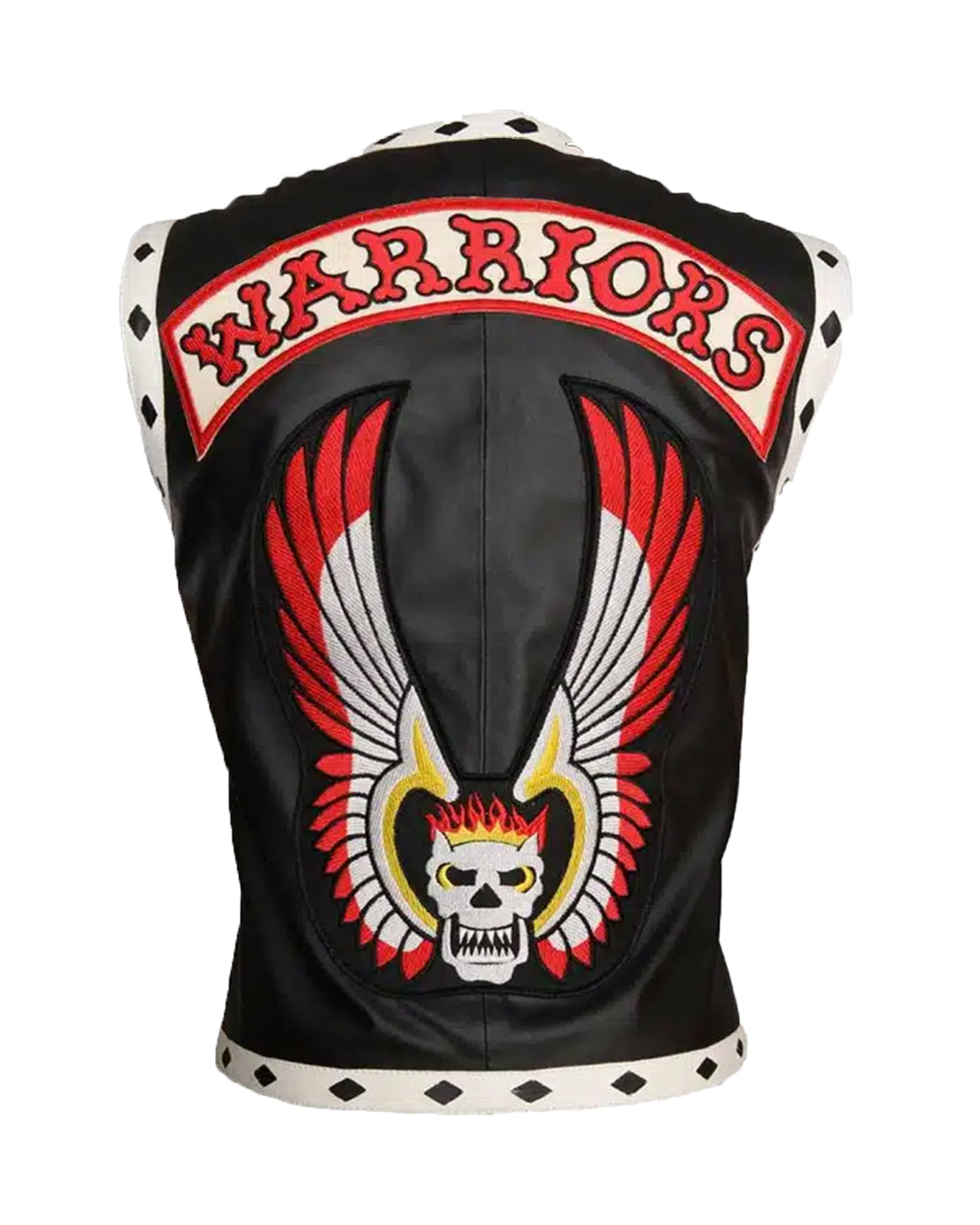 Black The Warriors Biker Leather Vest Costume