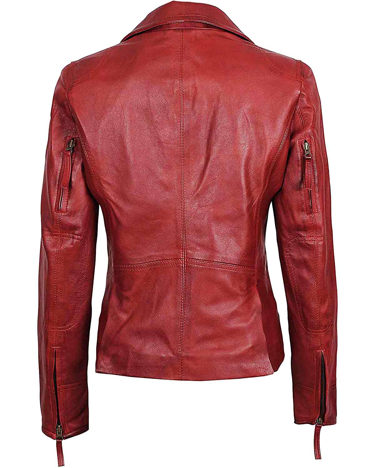 MotorCycleJackets Women's Maroon Genuine Leather Jacket