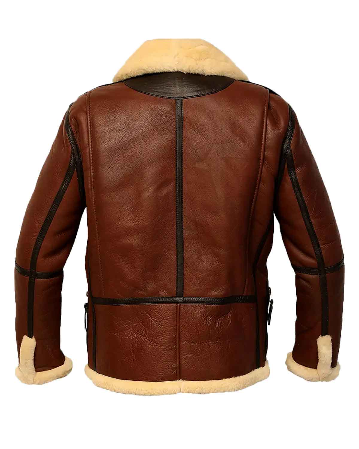 MotorCycleJackets Men’s Aviator B-3 Brown Leather Bomber Jacket