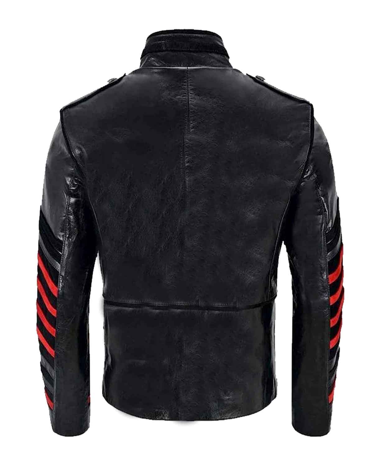 MotorCycleJackets Men's Black Military Style Real Leather Jacket