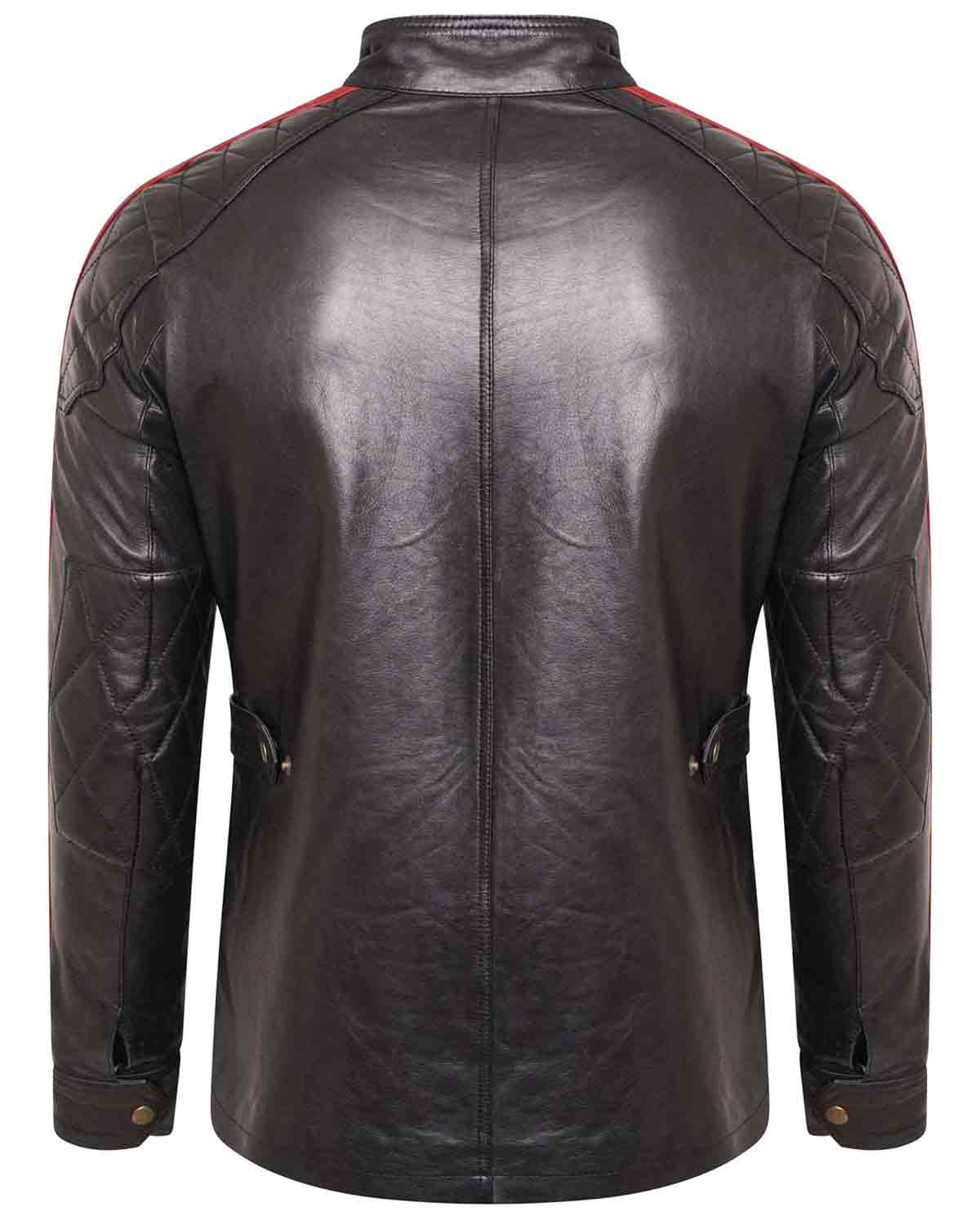 MotorCycleJackets Daytona Leather Jacket Red Stripe