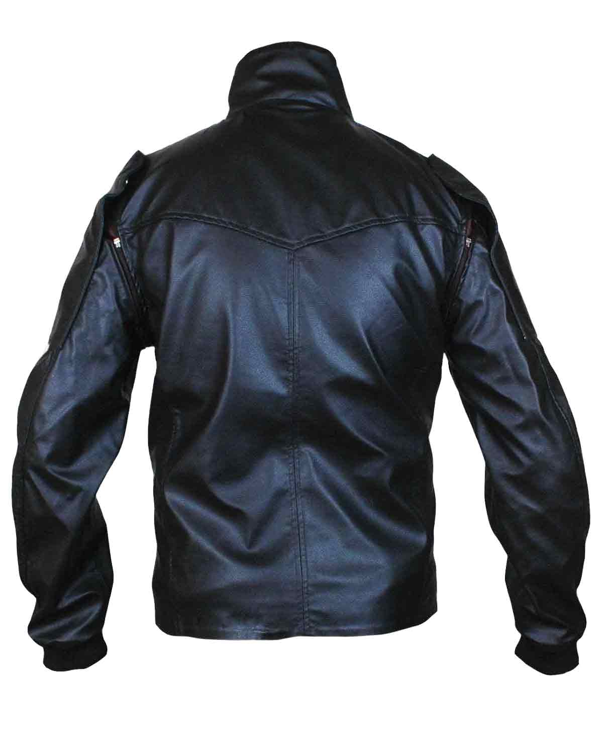 MotorCycleJackets Captain America Winter Soldier Bucky Barnes Red & Black Leather Jacket