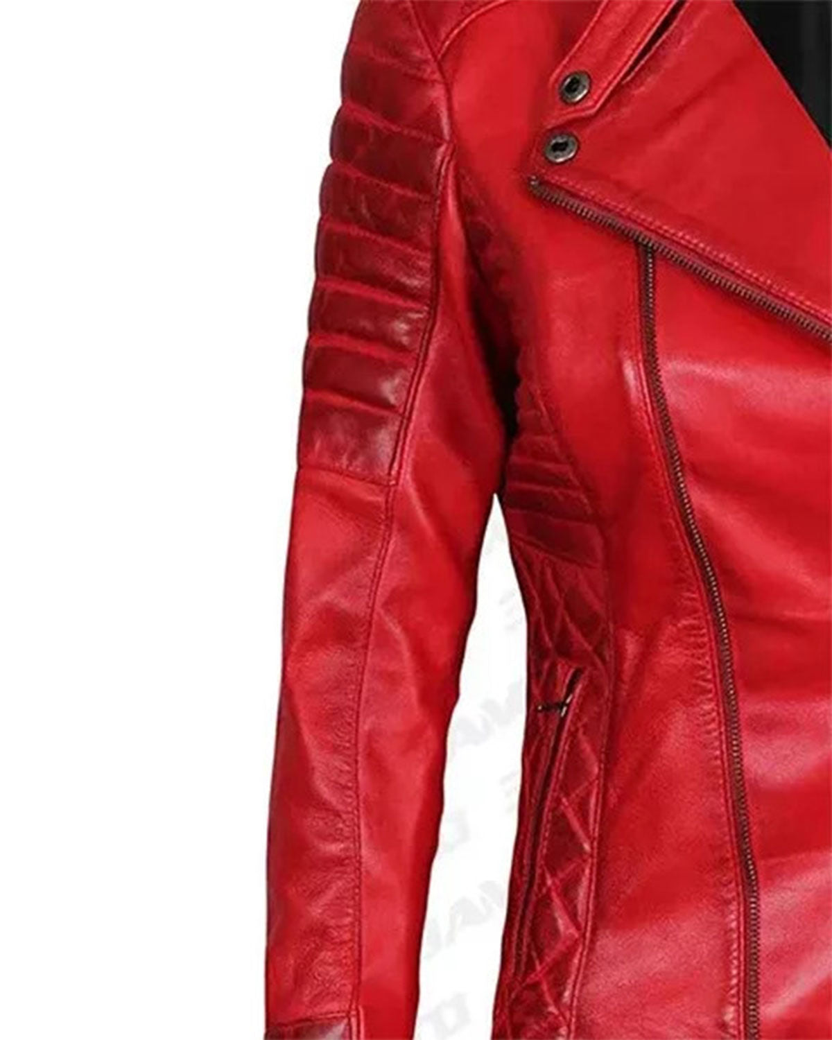 Womens Quilted Merlot Red Leather Biker Jacket