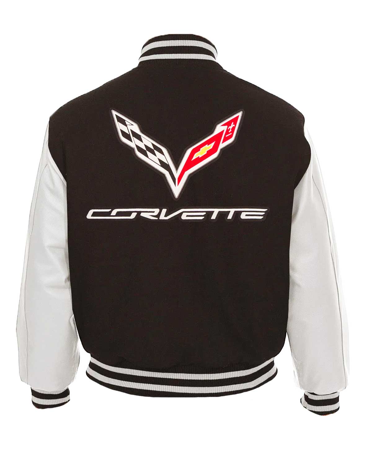 MotorCycleJackets Corvette Embroidered Bomber Varsity Black and Grey Jacket