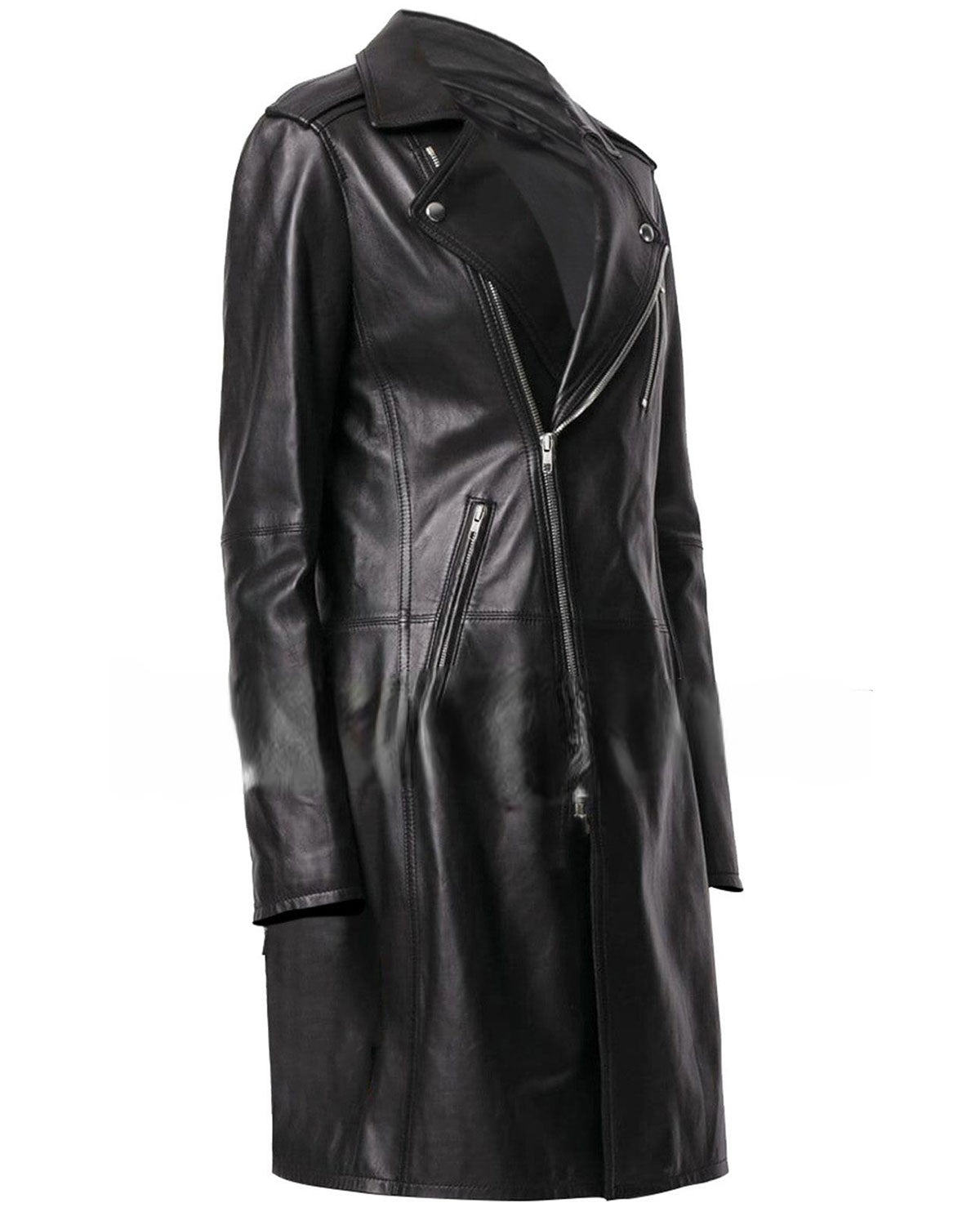 MotorCycleJackets Women’s Slim Fit Black Leather Long Coat