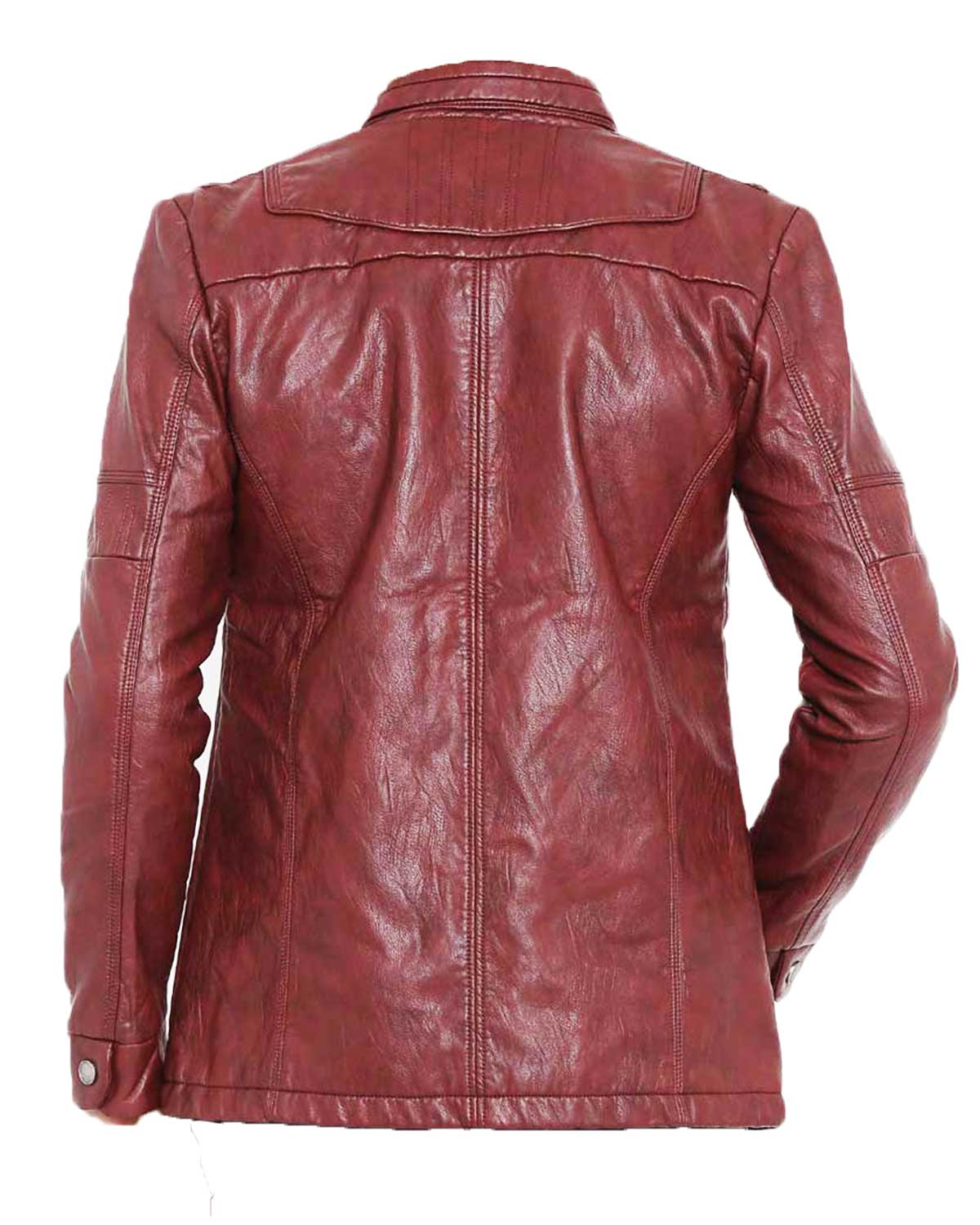 MotorCycleJackets Men’s Casual Wear Slim Fit Style Burgundy Faux Leather Jacket