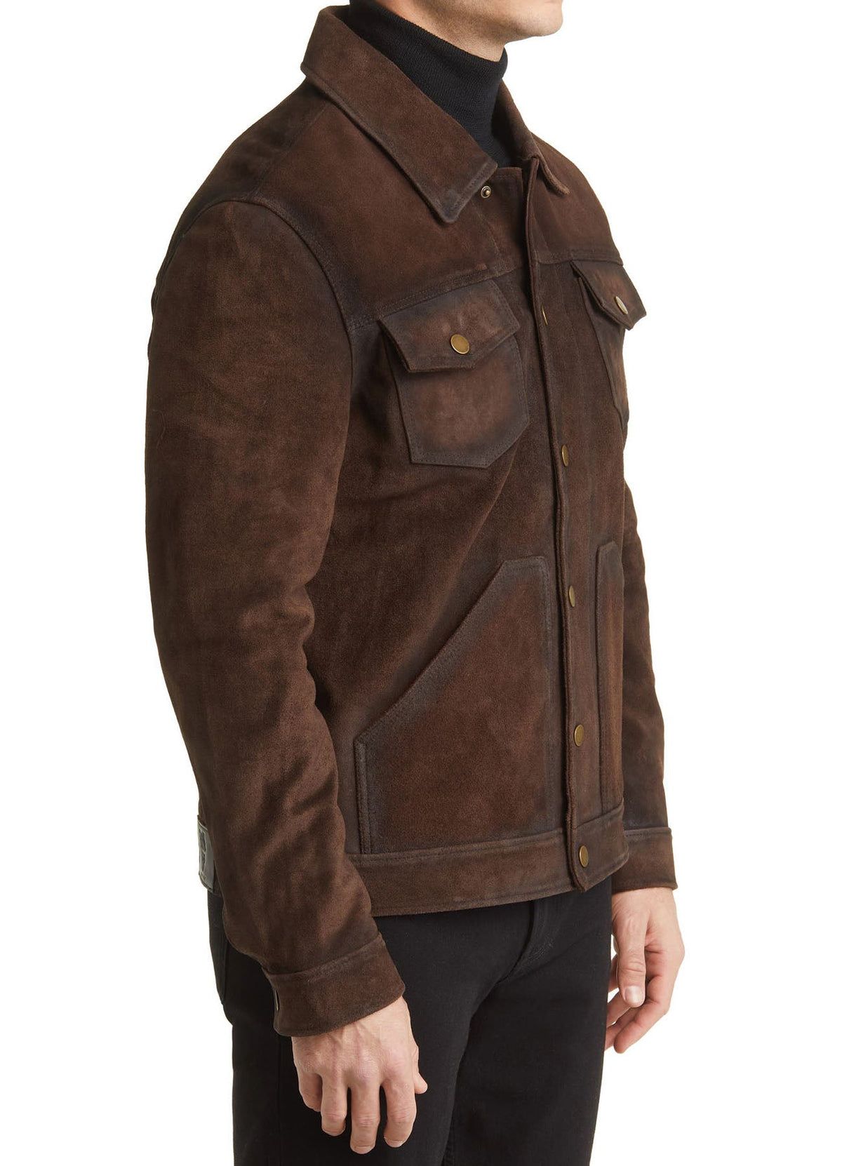 Mens Chocolate Brown Suede Leather Jacket