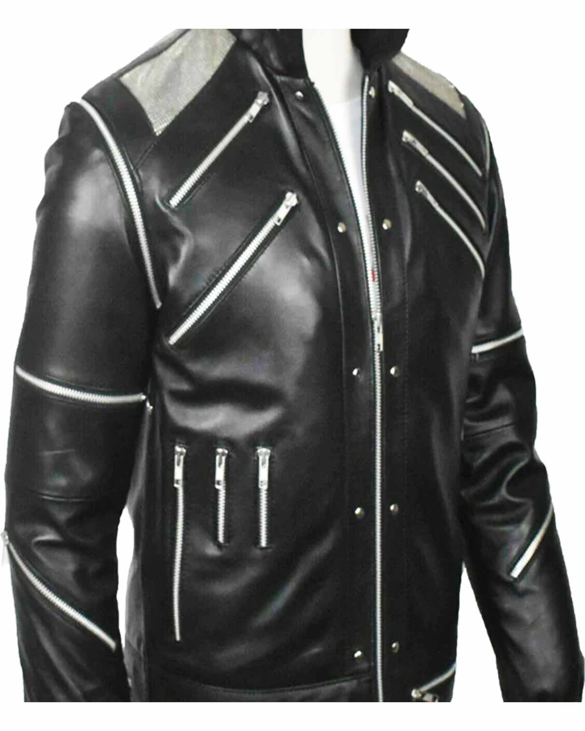 MotorCycleJackets Michael Jackson Beat It Black Leather Jacket