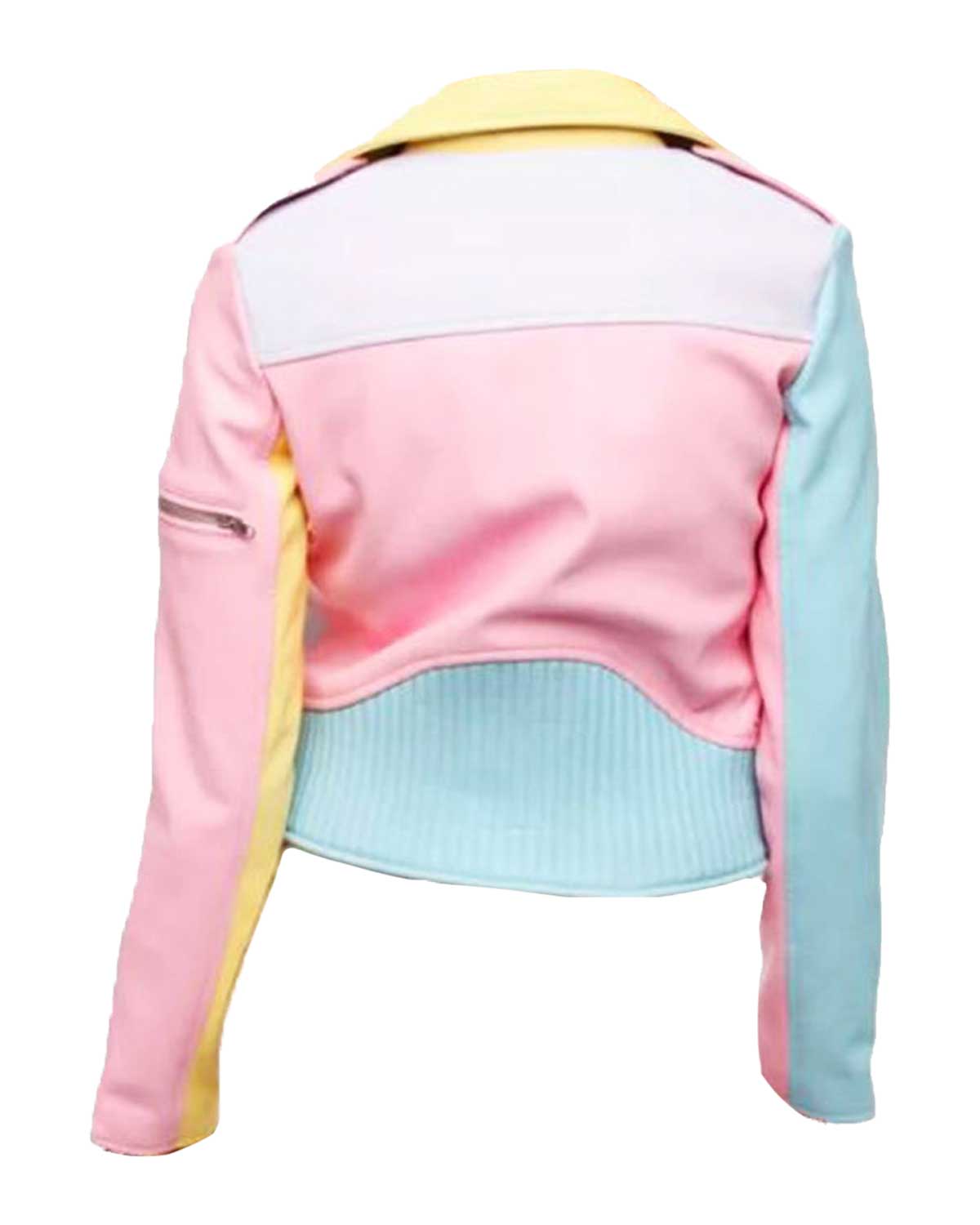 Women’s Biker Rainbow Pastel Faux Leather Jacket