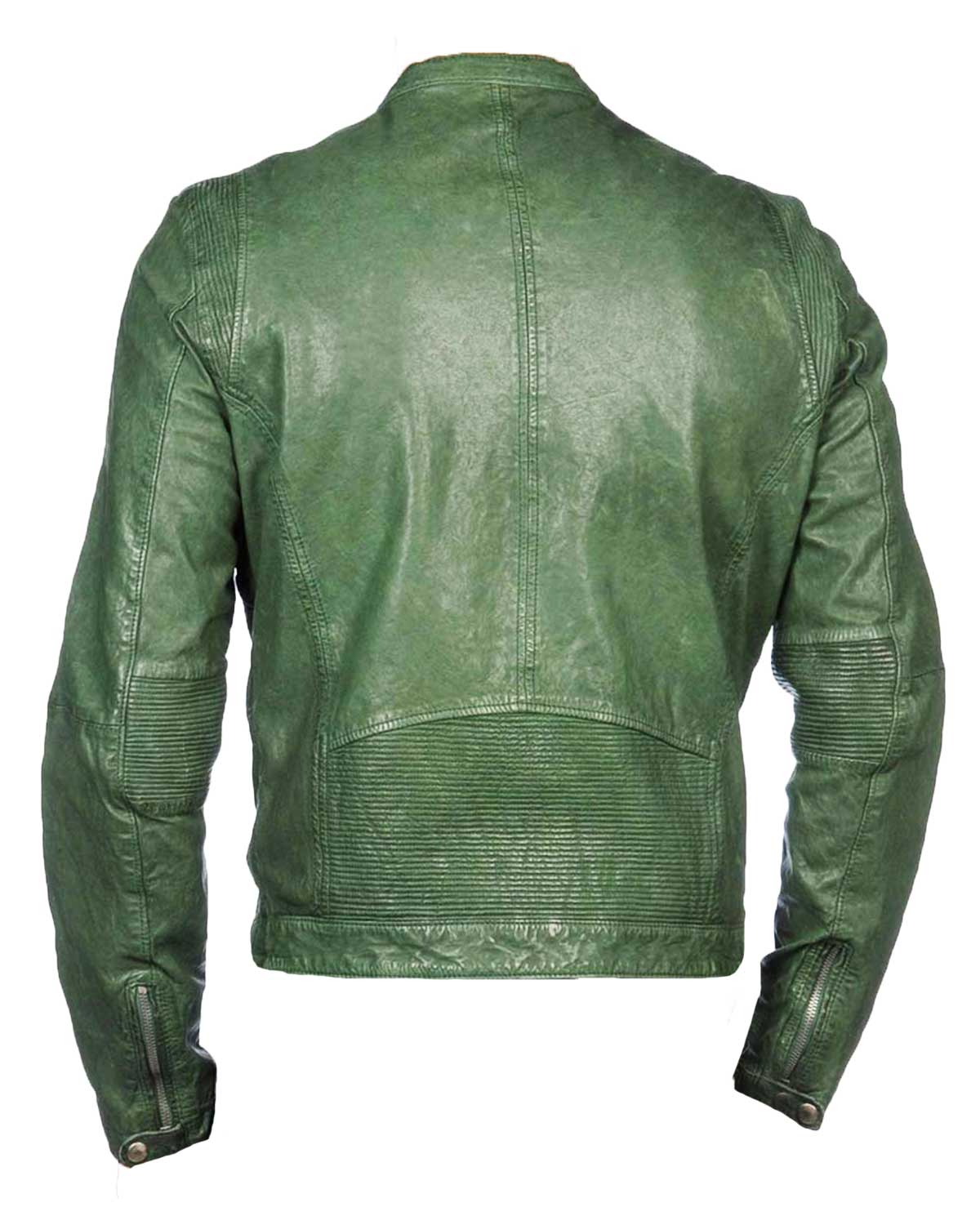 MotorCycleJackets Men’s Casual Green Leather Motorcycle Jacket