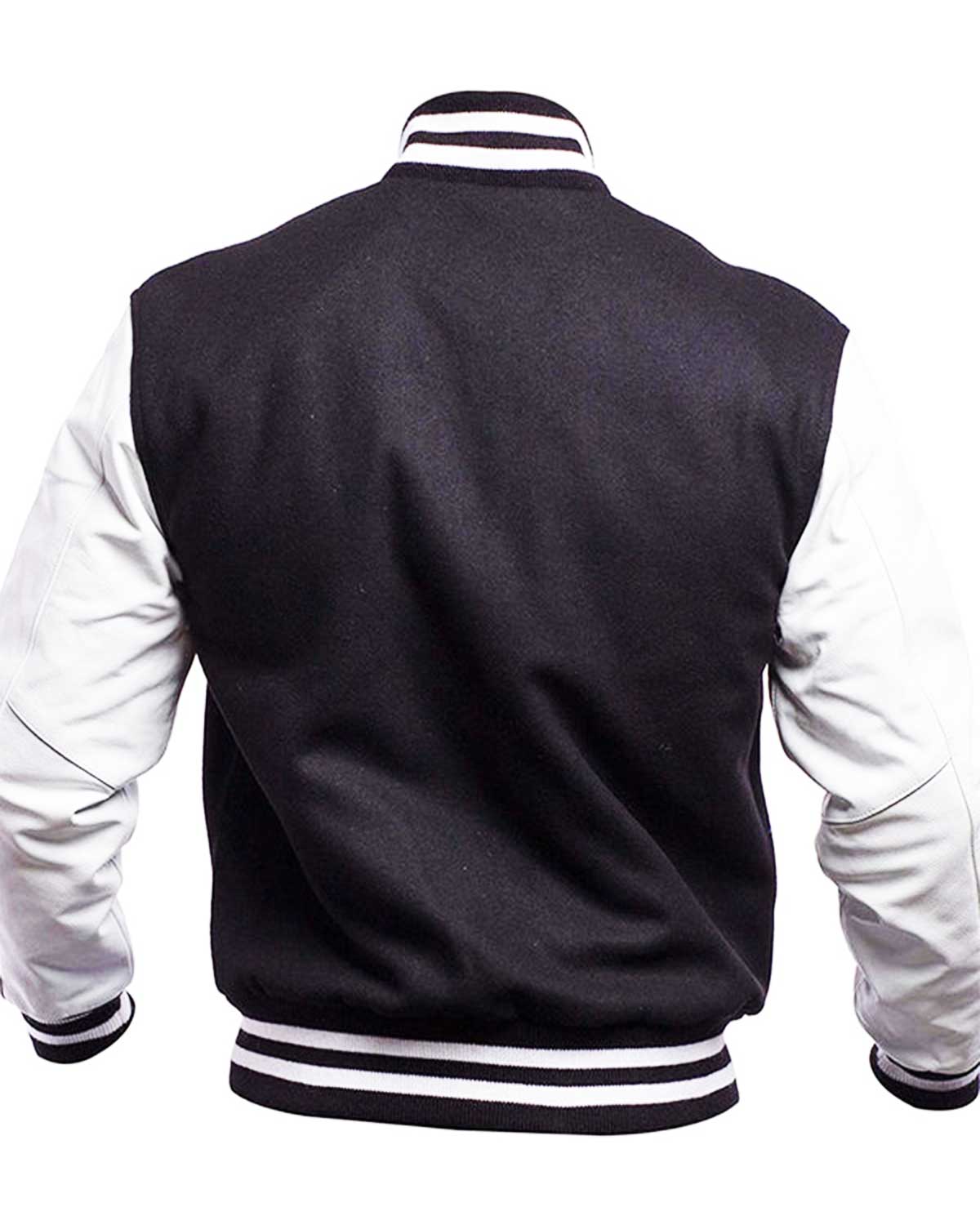 MotorCycleJackets Men's Letterman Black and White Varsity Jacket