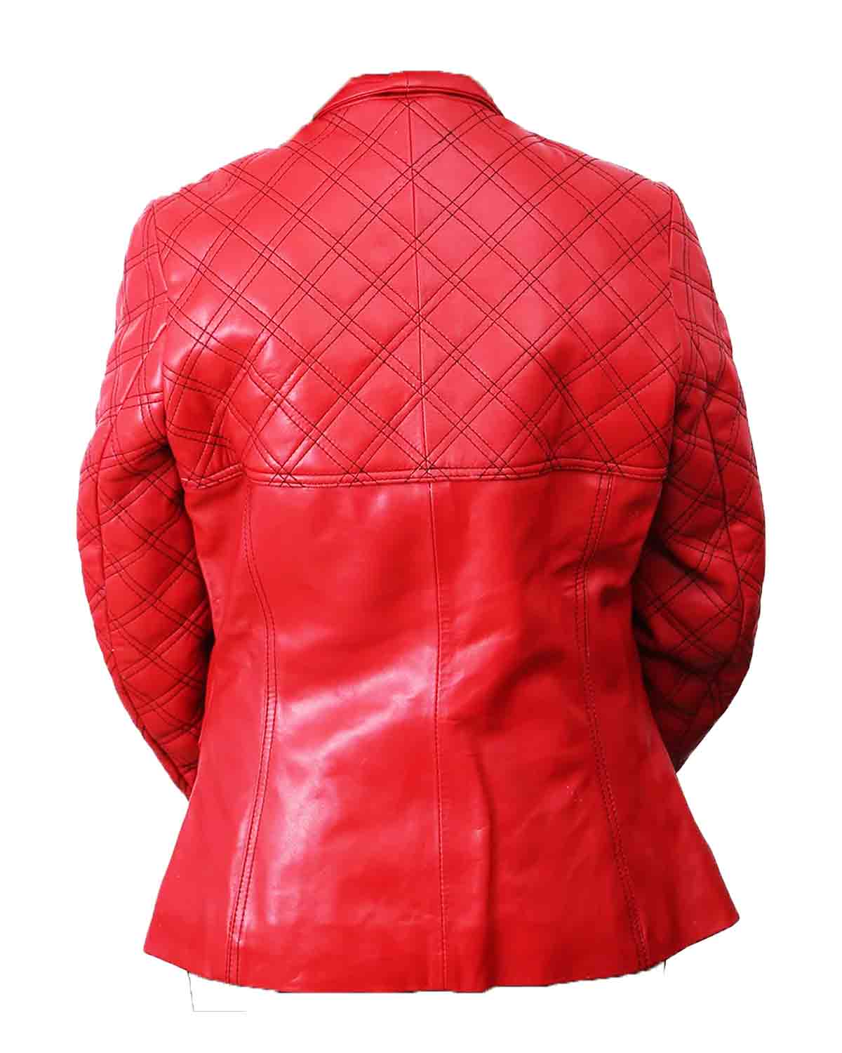 Women Valentines Red Biker Quilted Jacket