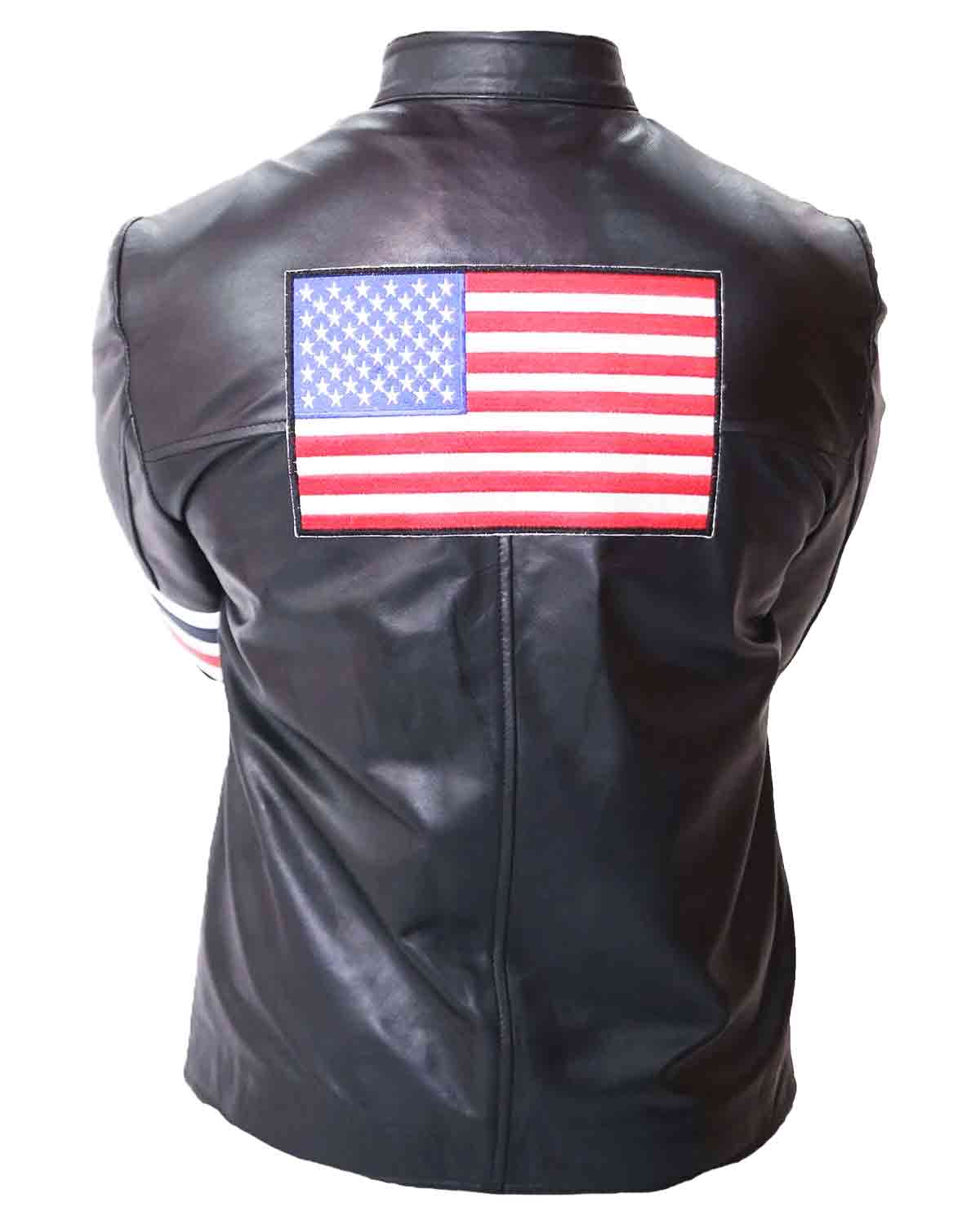 MotorCycleJackets Easy Rider Captain America Black Jacket
