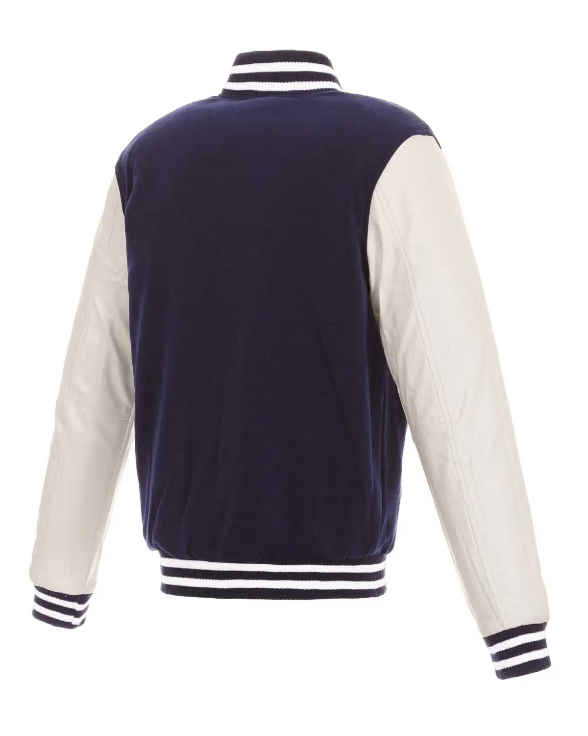 MotorCycleJackets Columbus Blue Jackets Varsity Bomber Blue and White Jacket