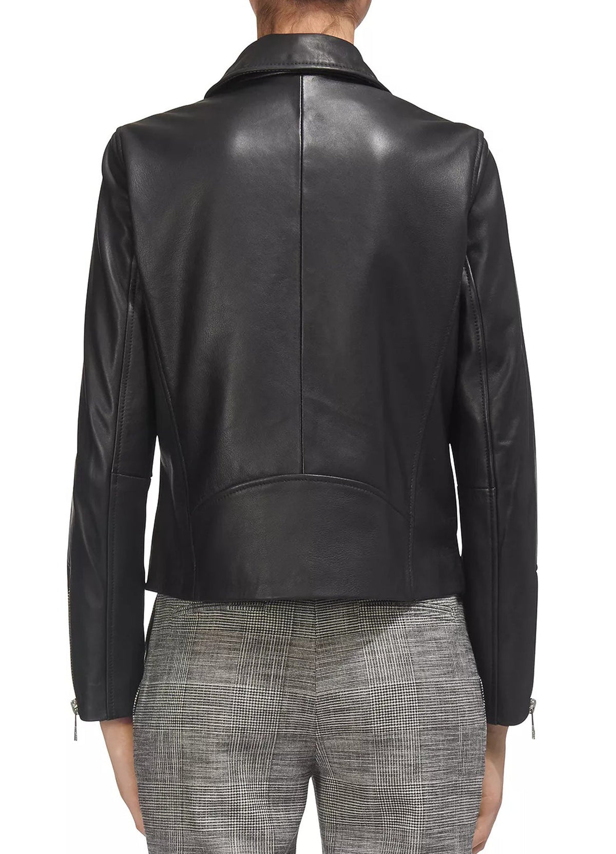Womens Smooth Black Biker Leather Jacket