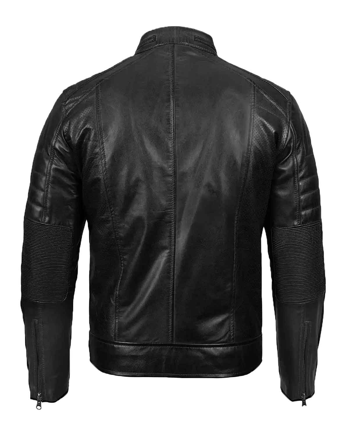 MotorCycleJackets Men’s Black Classic Cafe Racer Leather Jacket