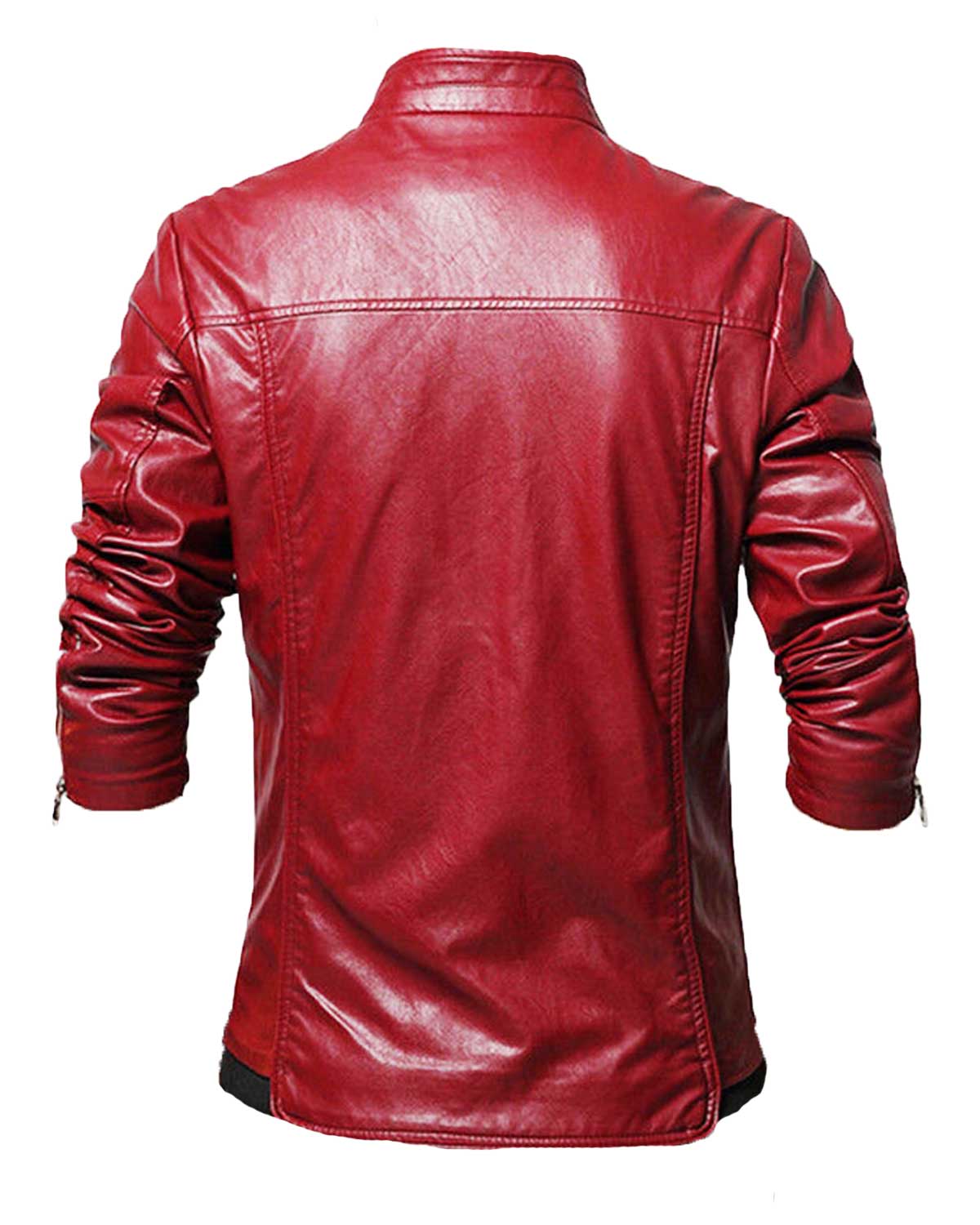 MotorCycleJackets Men's Slim Fit Causal Wear Red Faux Leather Jacket