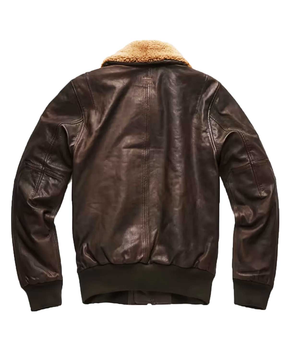 MotorCycleJackets Bollard Brown Leather Jacket with Detachable Fur Collar