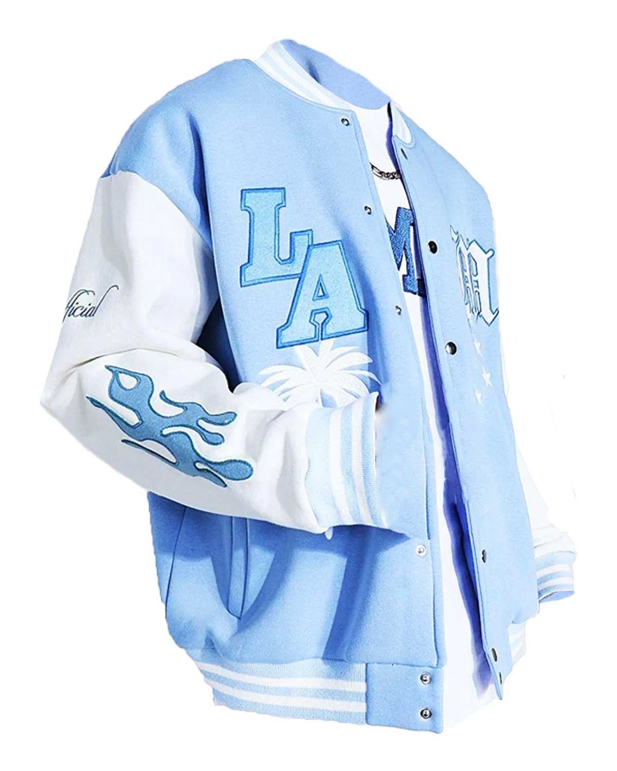 MotorCycleJackets Baby Blue Los Angeles Varsity Jacket