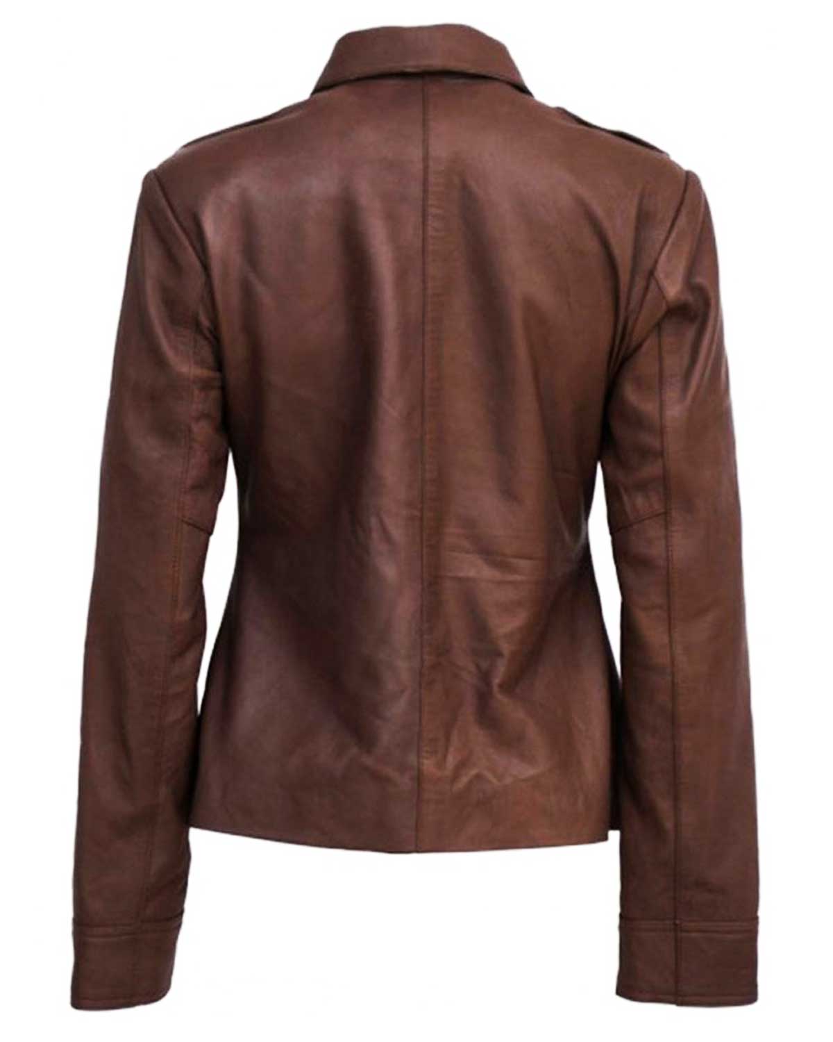 MotorCycleJackets Chloe Price Brown Leather Cropped Jacket