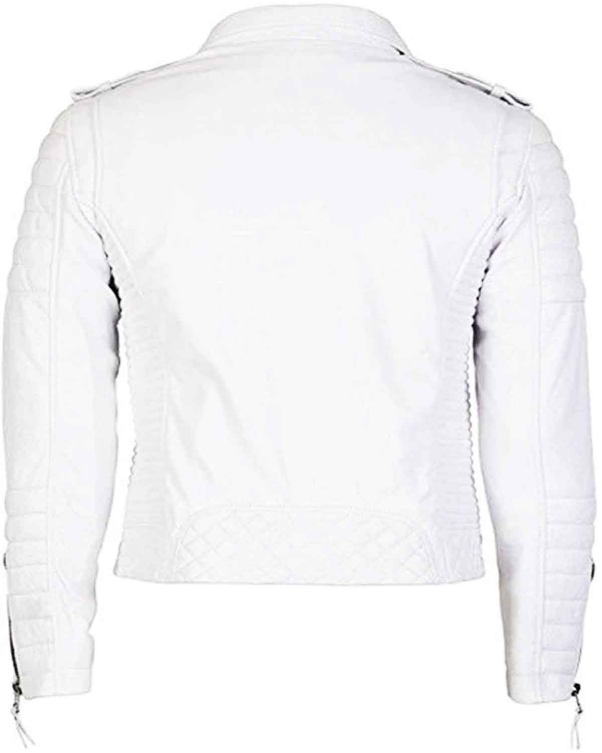 Motor Bikers White Motorcycle Men's Leather Jacket