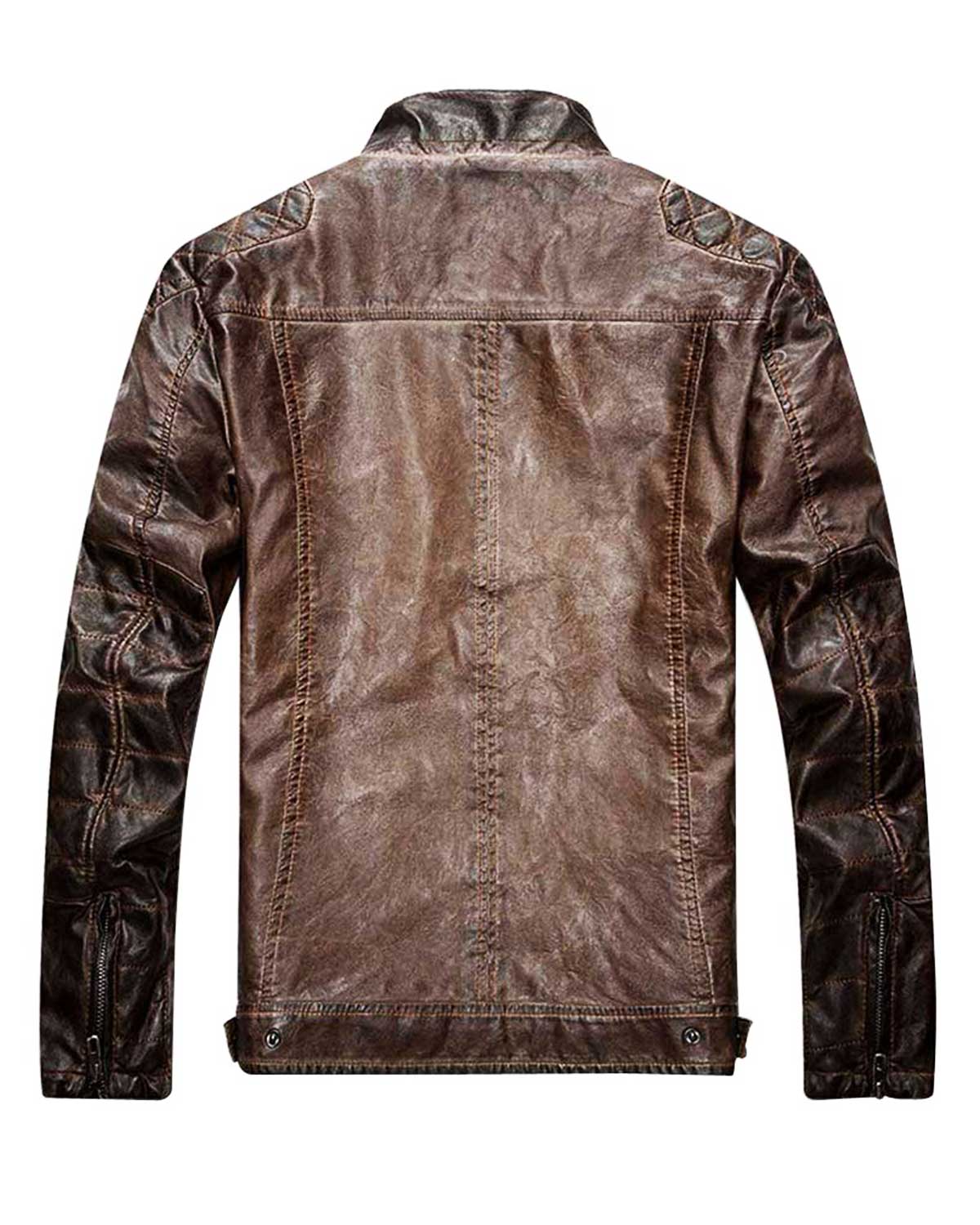 MotorCycleJackets Men's Distressed Brown Waxed Quilted Jacket
